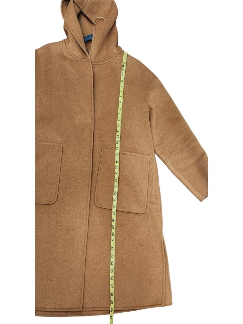 Belle & Bloom Hooded Wool Blend Coat Camel Brown Oversized Long Jacket AU Style - Picture 7 of 12